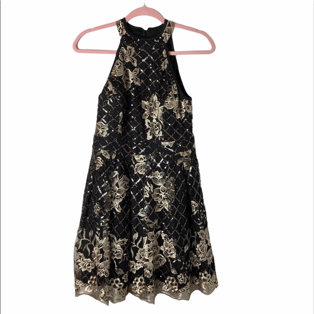 Honey and Rosie fit flare embroidered tulle dress
